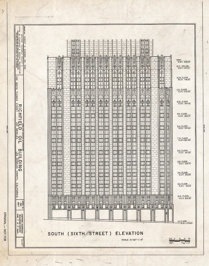 Blueprint HABS Cal,19-LOSAN,67- (Sheet 7 of 17) - Richfield Oil Building, 555 South Flower Street, Los Angeles, Los Angeles County, CA