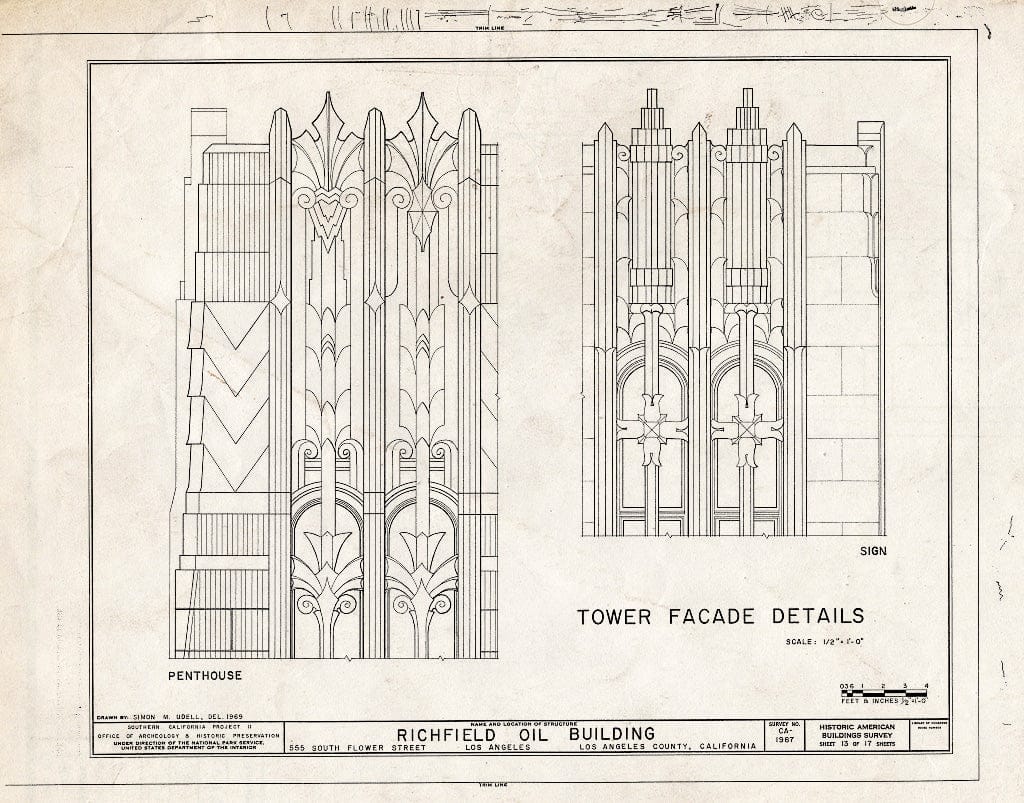 Blueprint HABS Cal,19-LOSAN,67- (Sheet 13 of 17) - Richfield Oil Building, 555 South Flower Street, Los Angeles, Los Angeles County, CA