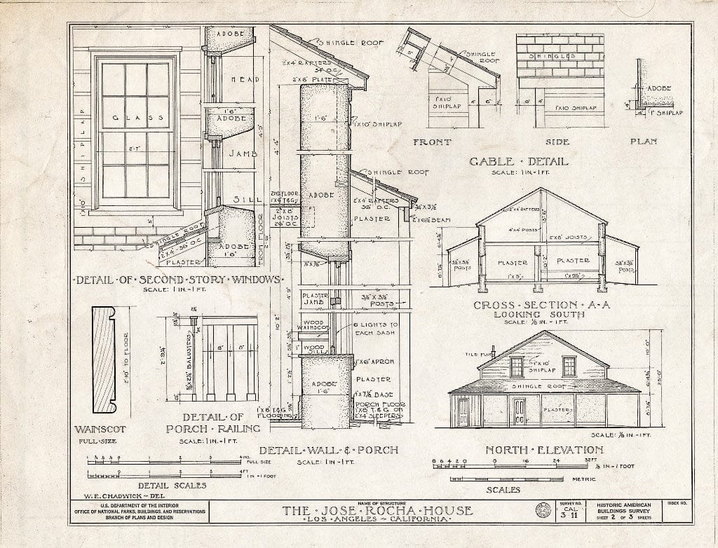 Blueprint HABS Cal,19-LOSAN,5- (Sheet 2 of 3) - Antonio Jose Rocha House, Cadillac & Shenandoah Streets, Los Angeles, Los Angeles County, CA