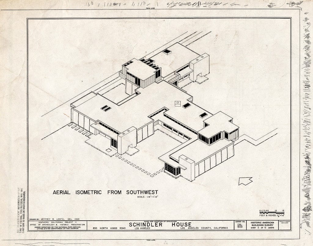 Blueprint HABS Cal,19-LOSAN,68- (Sheet 2 of 6) - Rudolph M. Schindler House, 833 North Kings Road, Los Angeles, Los Angeles County, CA