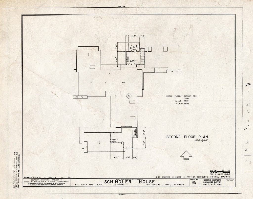 Blueprint HABS Cal,19-LOSAN,68- (Sheet 4 of 6) - Rudolph M. Schindler House, 833 North Kings Road, Los Angeles, Los Angeles County, CA