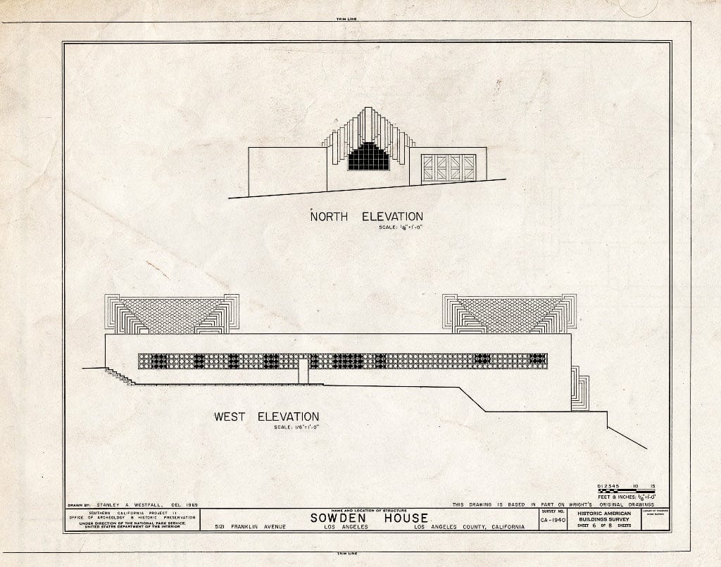 Blueprint HABS Cal,19-LOSAN,69- (Sheet 6 of 8) - Sowden House, 5121 Franklin Avenue, Los Angeles, Los Angeles County, CA
