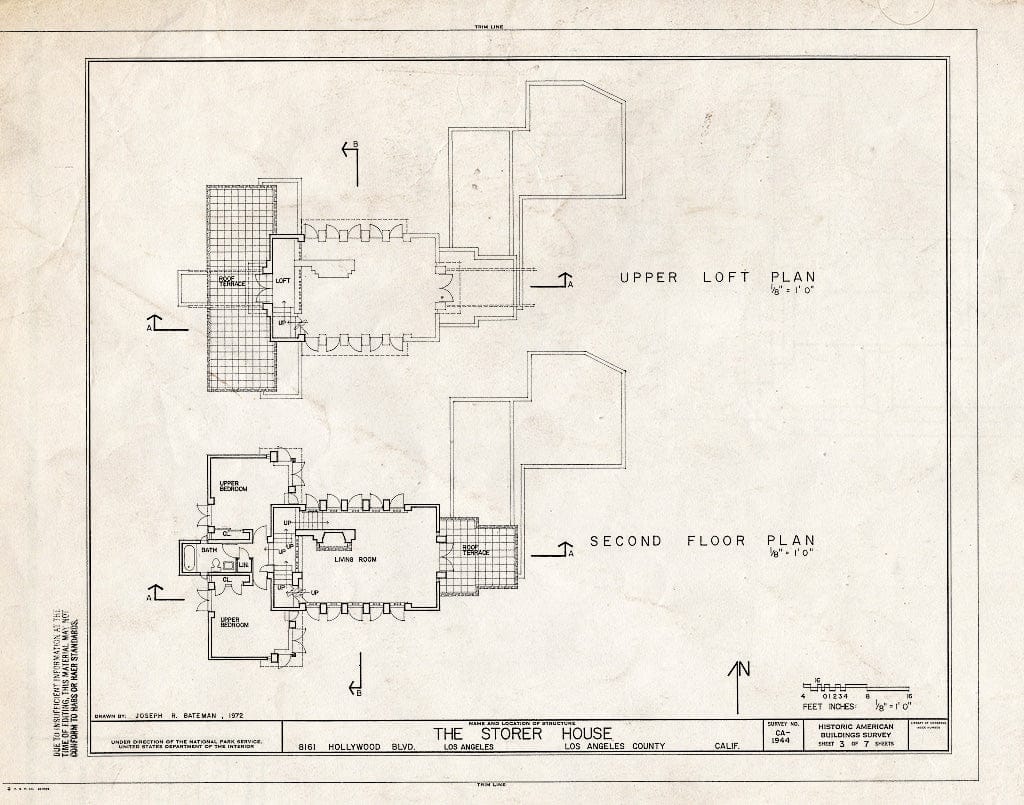 Blueprint HABS Cal,19-LOSAN,70- (Sheet 3 of 7) - Storer House, 8161 Hollywood Boulevard, Los Angeles, Los Angeles County, CA