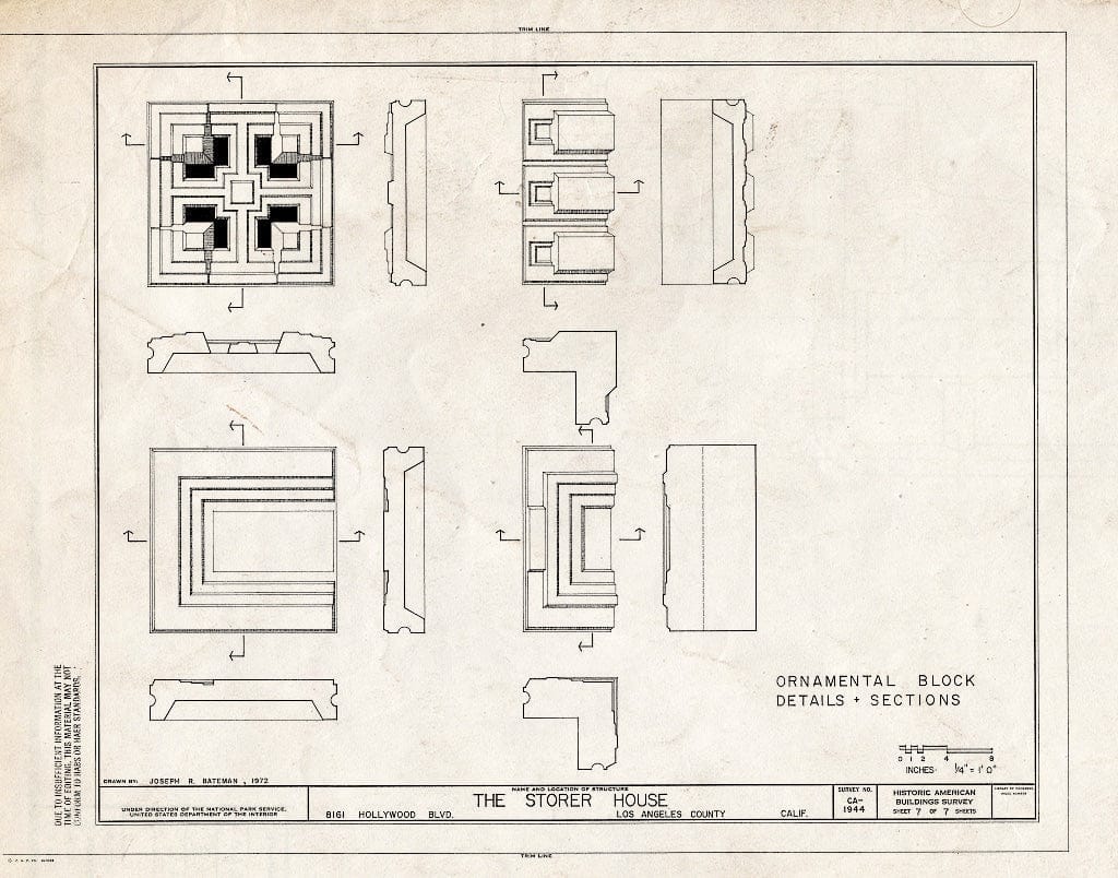 Blueprint HABS Cal,19-LOSAN,70- (Sheet 7 of 7) - Storer House, 8161 Hollywood Boulevard, Los Angeles, Los Angeles County, CA