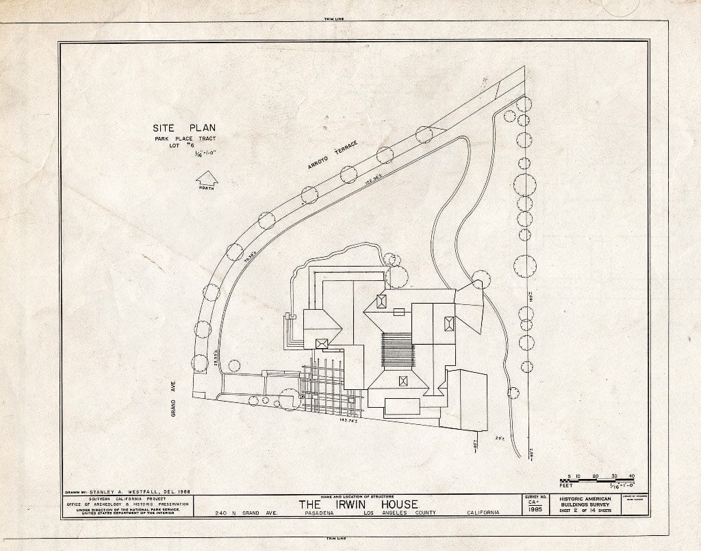 Blueprint HABS Cal,19-PASA,6- (Sheet 2 of 14) - Theodore Irwin House, 240 North Grand Avenue, Pasadena, Los Angeles County, CA
