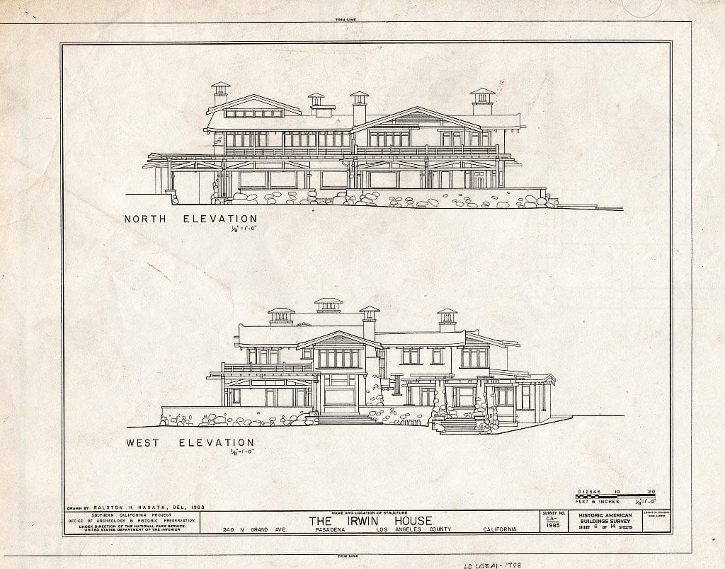 Blueprint HABS Cal,19-PASA,6- (Sheet 6 of 14) - Theodore Irwin House, 240 North Grand Avenue, Pasadena, Los Angeles County, CA