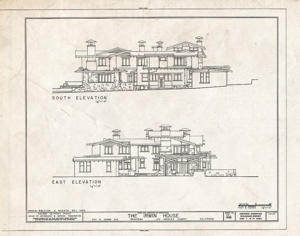 Blueprint HABS Cal,19-PASA,6- (Sheet 7 of 14) - Theodore Irwin House, 240 North Grand Avenue, Pasadena, Los Angeles County, CA