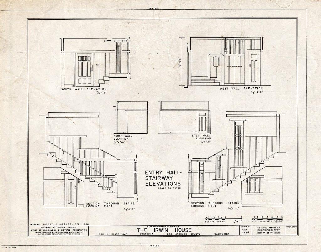 Blueprint HABS Cal,19-PASA,6- (Sheet 9 of 14) - Theodore Irwin House, 240 North Grand Avenue, Pasadena, Los Angeles County, CA