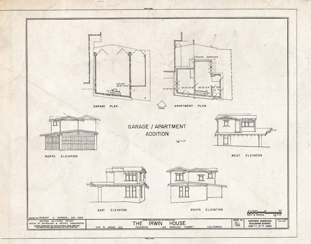 Blueprint HABS Cal,19-PASA,6- (Sheet 14 of 14) - Theodore Irwin House, 240 North Grand Avenue, Pasadena, Los Angeles County, CA