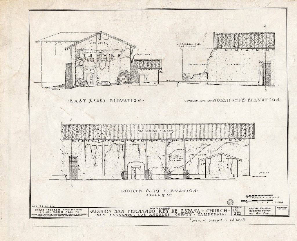 Blueprint HABS Cal,19-SANF,2B- (Sheet 4 of 8) - Mission San Fernando Rey de Espana, Church, Mission Road, San Fernando, Los Angeles County, CA