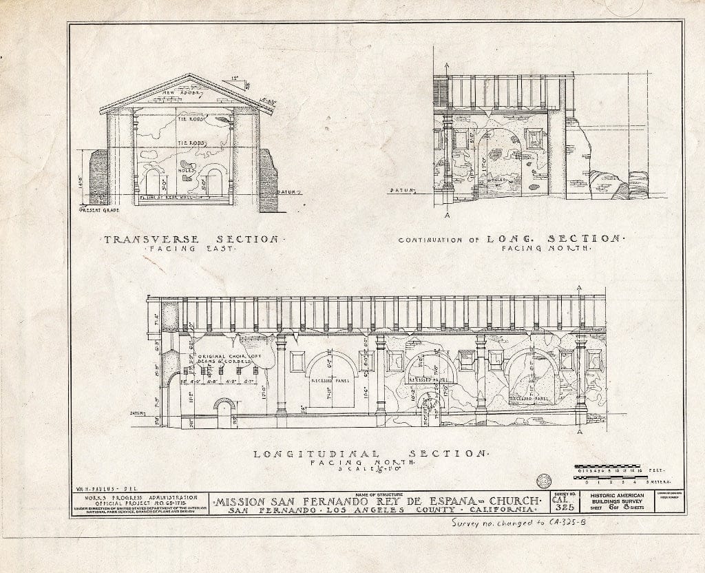 Blueprint HABS Cal,19-SANF,2B- (Sheet 6 of 8) - Mission San Fernando Rey de Espana, Church, Mission Road, San Fernando, Los Angeles County, CA