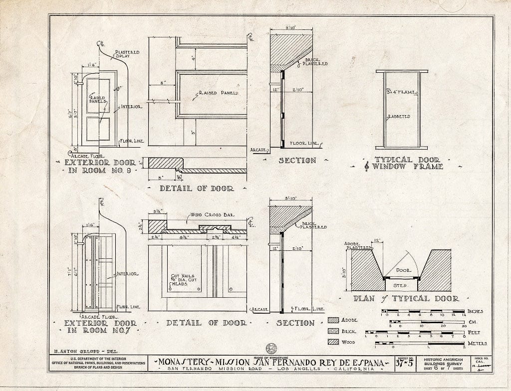 Blueprint HABS Cal,19-SANF,2A- (Sheet 6 of 7) - Mission San Fernando Rey de Espana, Monastery, San Fernando Mission Road, San Fernando, Los Angeles County, CA