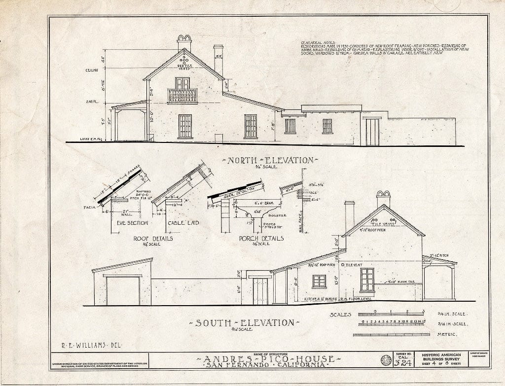 Blueprint HABS Cal,19-SANF,1- (Sheet 4 of 8) - Andres Pico House, 10940 Sepulveda Boulevard, San Fernando, Los Angeles County, CA