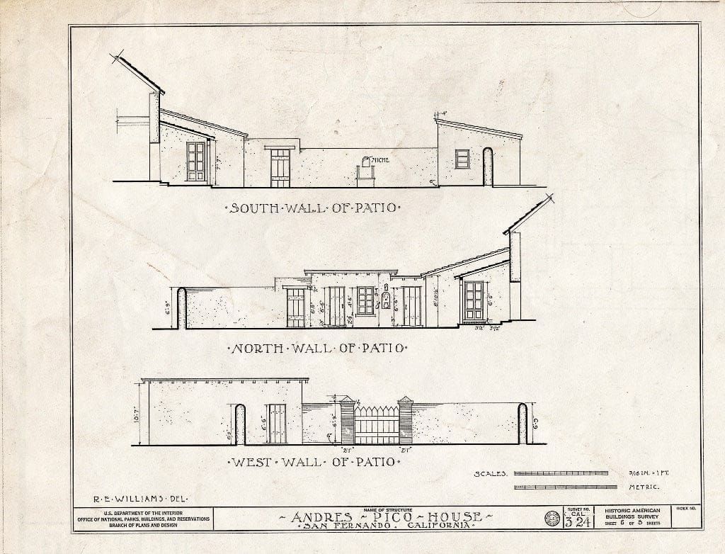 Blueprint HABS Cal,19-SANF,1- (Sheet 6 of 8) - Andres Pico House, 10940 Sepulveda Boulevard, San Fernando, Los Angeles County, CA