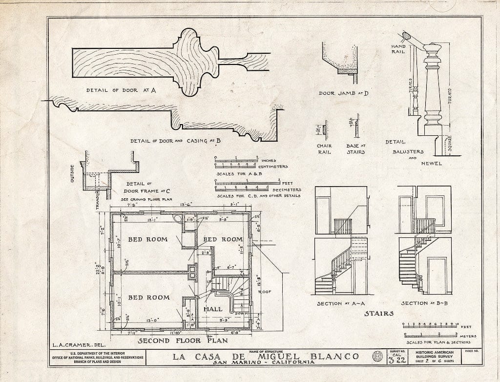 Blueprint HABS Cal,19-SANMA,1- (Sheet 2 of 6) - Casa de Miguel Blanco, 2701 Huntington Drive, San Marino, Los Angeles County, CA