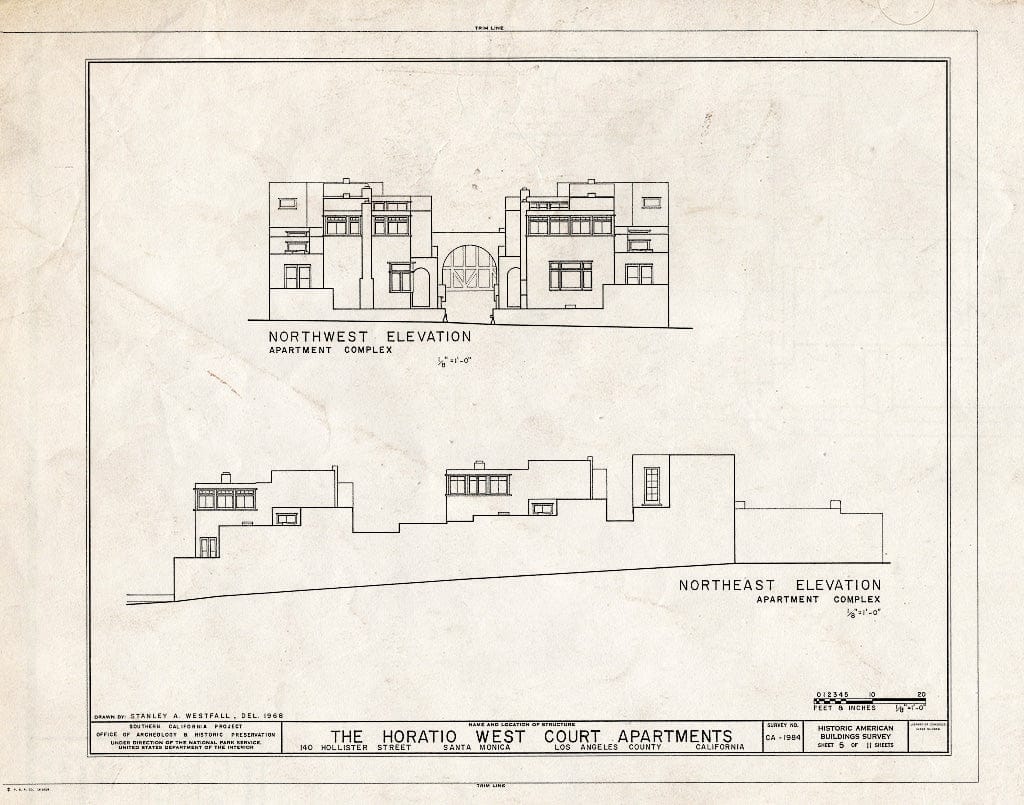 Blueprint HABS Cal,19-SANMO,1- (Sheet 5 of 11) - Horatio West Court Apartments, 140 Hollister Street, Santa Monica, Los Angeles County, CA