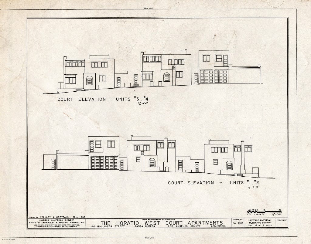 Blueprint HABS Cal,19-SANMO,1- (Sheet 6 of 11) - Horatio West Court Apartments, 140 Hollister Street, Santa Monica, Los Angeles County, CA