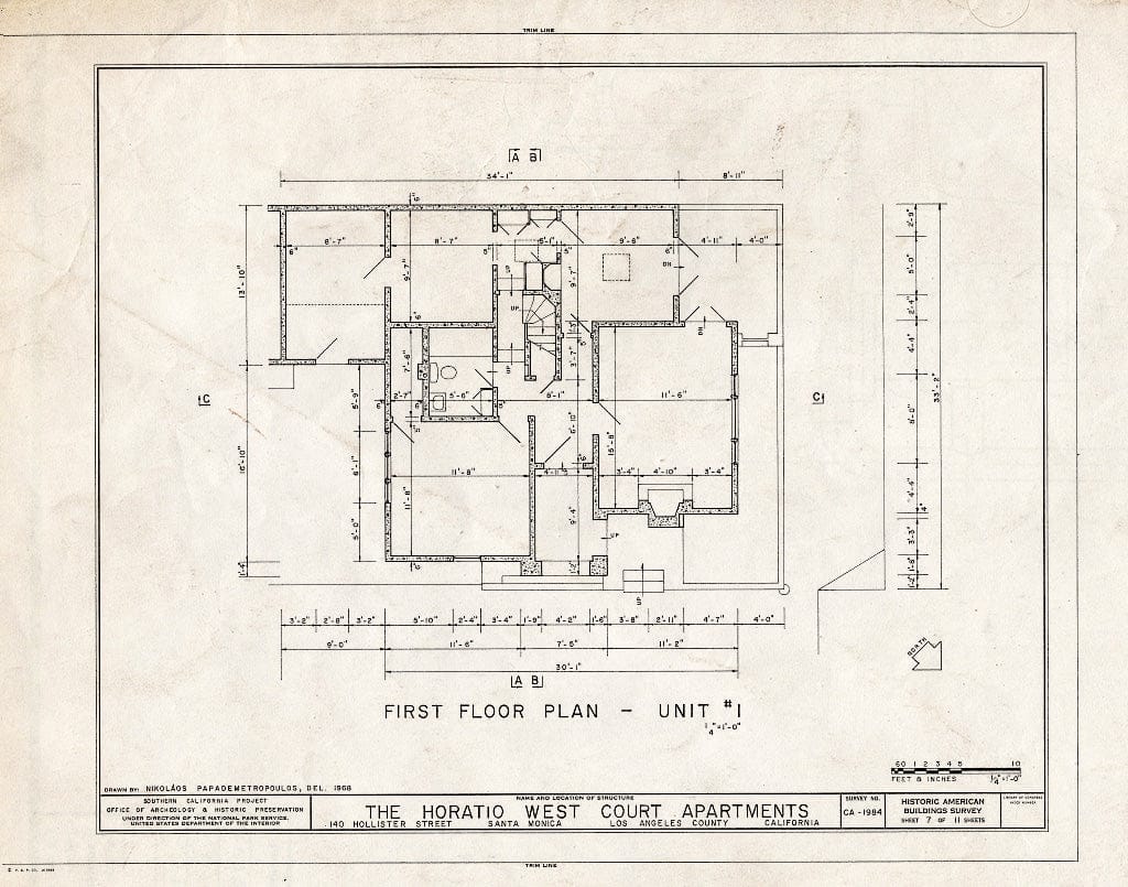 Blueprint HABS Cal,19-SANMO,1- (Sheet 7 of 11) - Horatio West Court Apartments, 140 Hollister Street, Santa Monica, Los Angeles County, CA