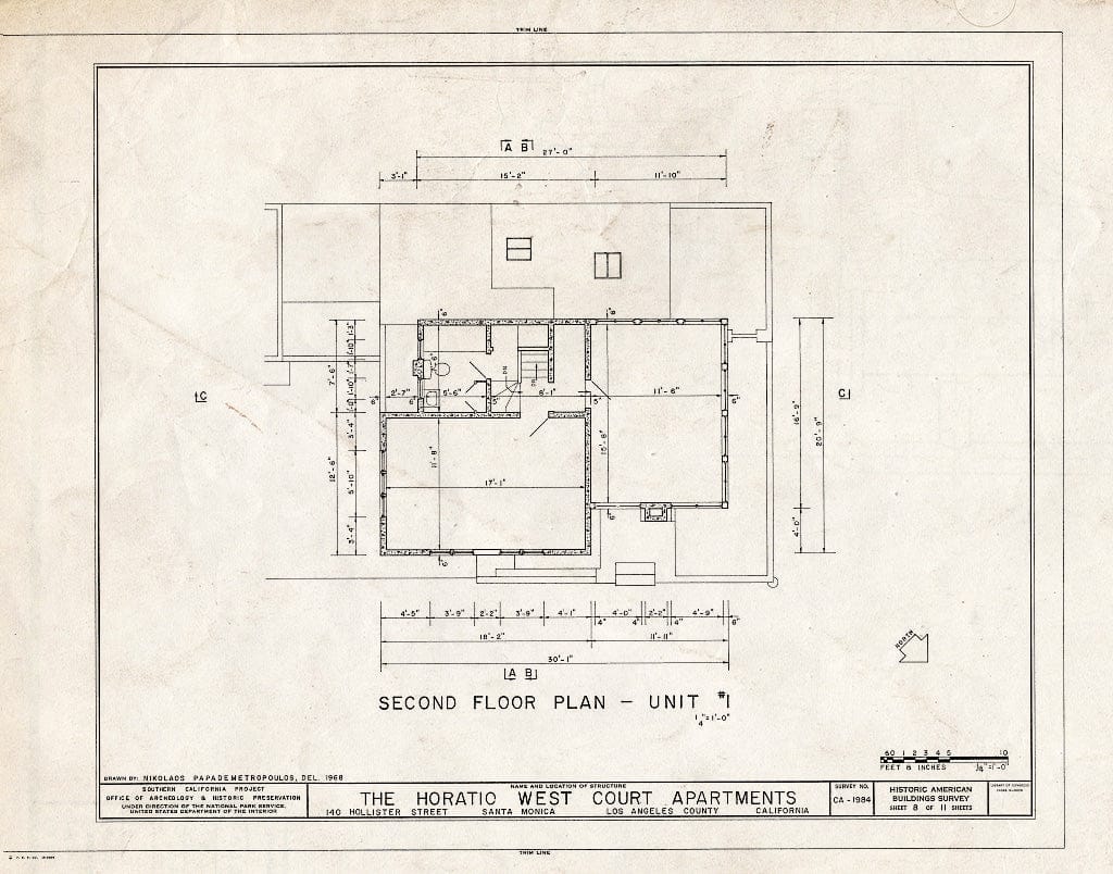 Blueprint HABS Cal,19-SANMO,1- (Sheet 8 of 11) - Horatio West Court Apartments, 140 Hollister Street, Santa Monica, Los Angeles County, CA