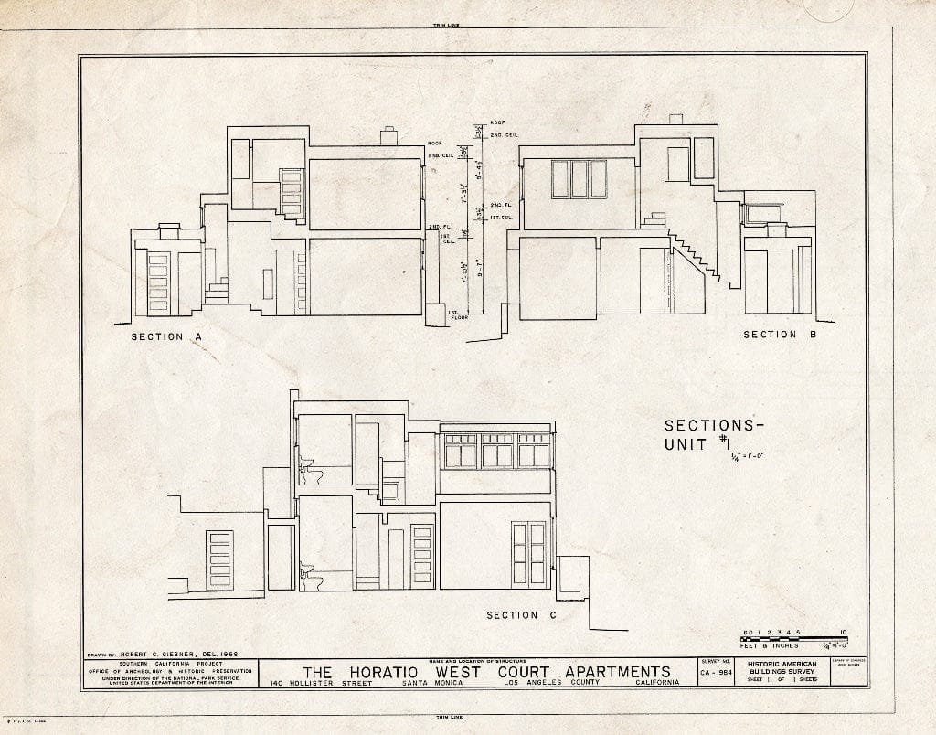 Blueprint HABS Cal,19-SANMO,1- (Sheet 11 of 11) - Horatio West Court Apartments, 140 Hollister Street, Santa Monica, Los Angeles County, CA