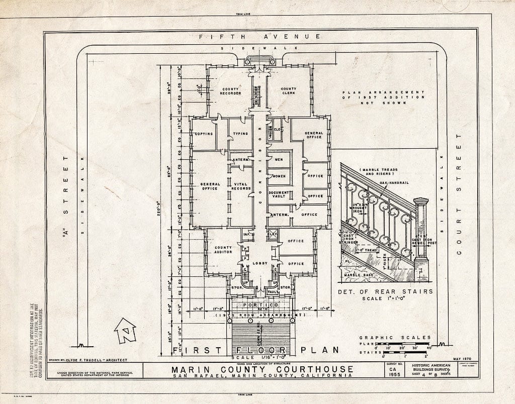 Blueprint HABS Cal,21-SANRA,2- (Sheet 4 of 8) - Marin County Courthouse, Fourth Street Between A & Court Streets, San Rafael, Marin County, CA