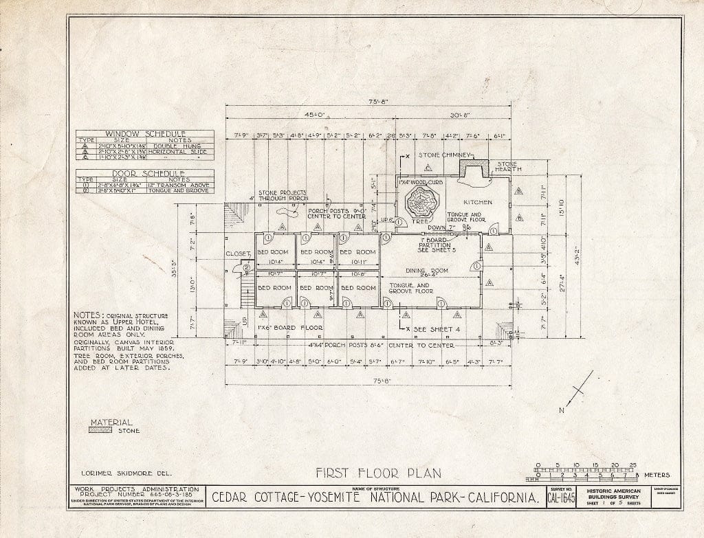 Blueprint HABS Cal,22-YOSEM,2- (Sheet 1 of 5) - Cedar Cottage, Yosemite Village, Mariposa County, CA