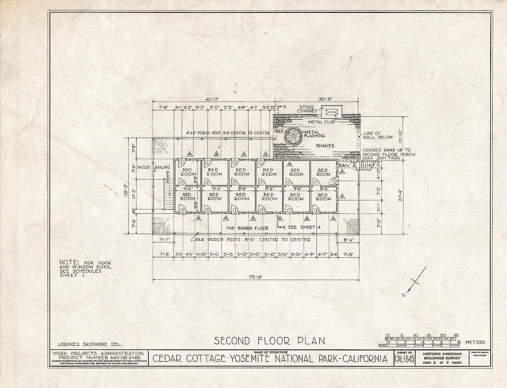 Blueprint HABS Cal,22-YOSEM,2- (Sheet 2 of 5) - Cedar Cottage, Yosemite Village, Mariposa County, CA