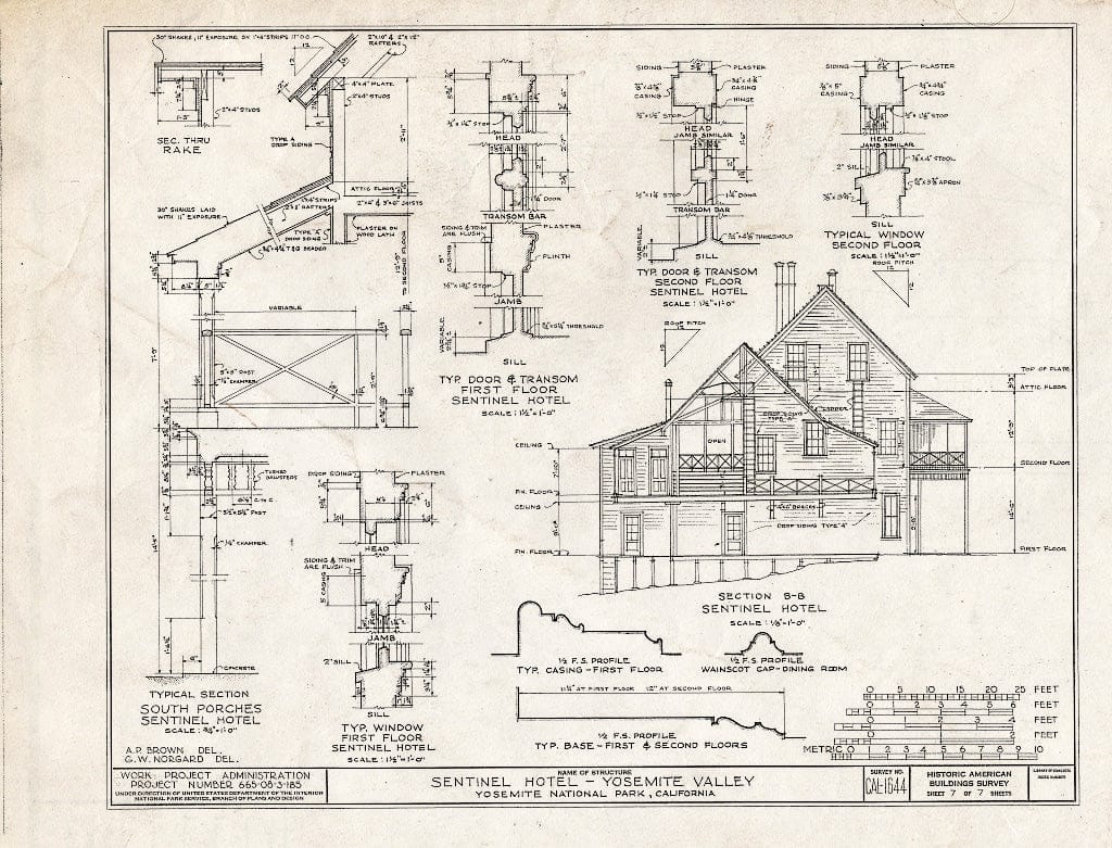 Blueprint HABS Cal,22-YOSEM,1- (Sheet 7 of 7) - Sentinel Hotel, Yosemite Village, Mariposa County, CA
