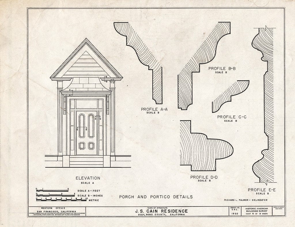 Blueprint HABS Cal,26-BODI,3- (Sheet 6 of 9) - J. S. Cain House, Green & Park Streets, Bodie, Mono County, CA