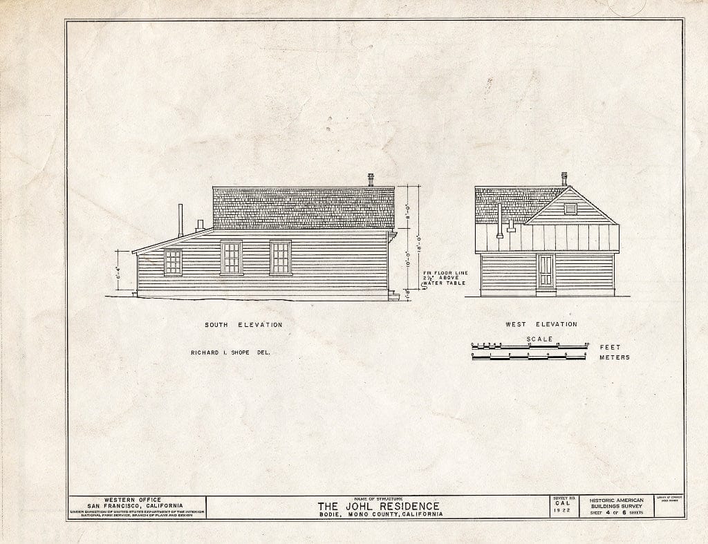 Blueprint HABS Cal,26-BODI,5- (Sheet 4 of 6) - Johl House, Main Street, Bodie, Mono County, CA