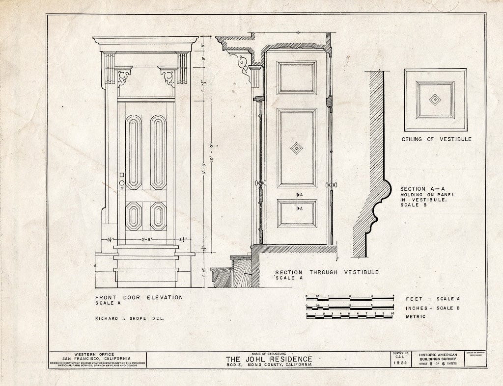 Blueprint HABS Cal,26-BODI,5- (Sheet 5 of 6) - Johl House, Main Street, Bodie, Mono County, CA