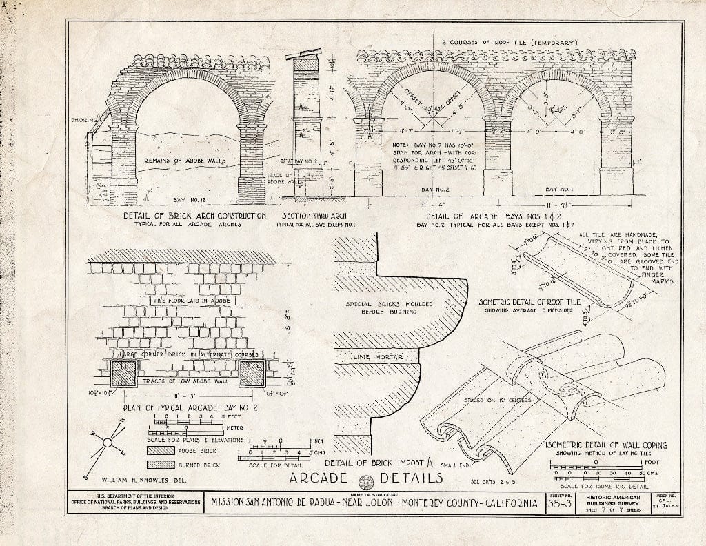 Blueprint HABS Cal,27-JOLO.V,1- (Sheet 7 of 17) - Mission San Antonio de Padua, Hunter Liggett Military Reservation, Jolon, Monterey County, CA
