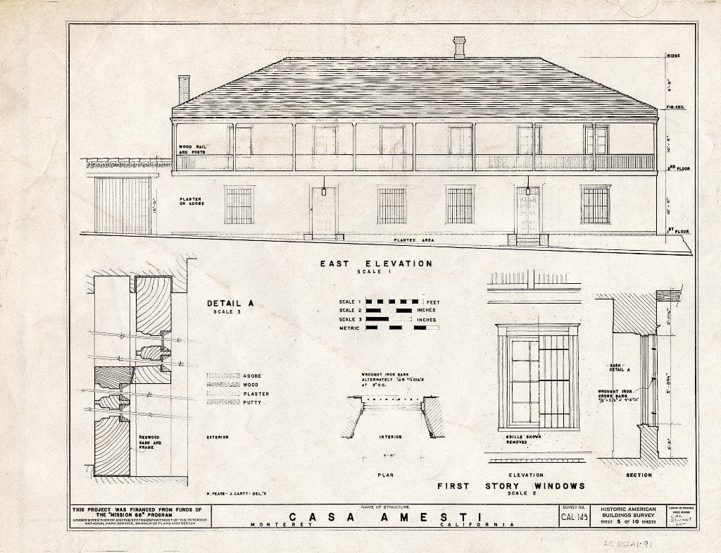 Blueprint HABS Cal,27-Mont,20- (Sheet 5 of 10) - Jose Amesti Casa, 516 Polk Street, Monterey, Monterey County, CA