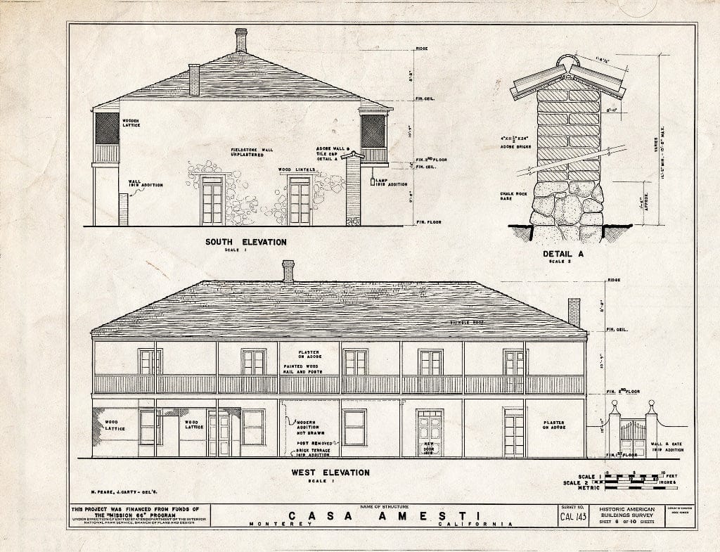 Blueprint HABS Cal,27-Mont,20- (Sheet 6 of 10) - Jose Amesti Casa, 516 Polk Street, Monterey, Monterey County, CA
