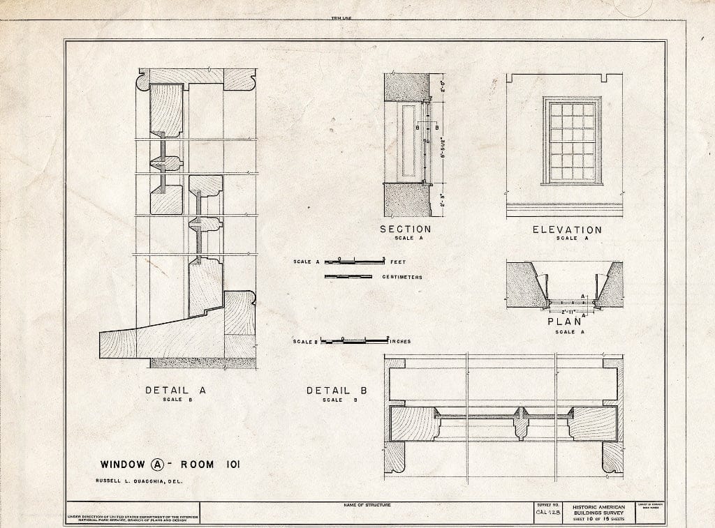 Blueprint HABS Cal,27-Mont,9- (Sheet 10 of 15) - Larkin House, 464 Calle Principal, Monterey, Monterey County, CA