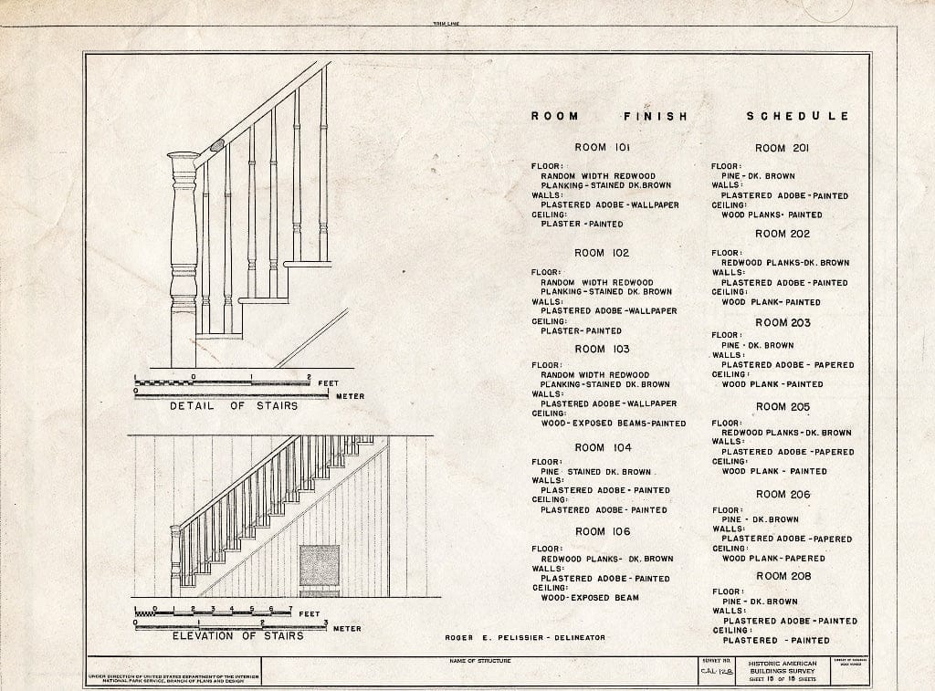 Blueprint HABS Cal,27-Mont,9- (Sheet 15 of 15) - Larkin House, 464 Calle Principal, Monterey, Monterey County, CA