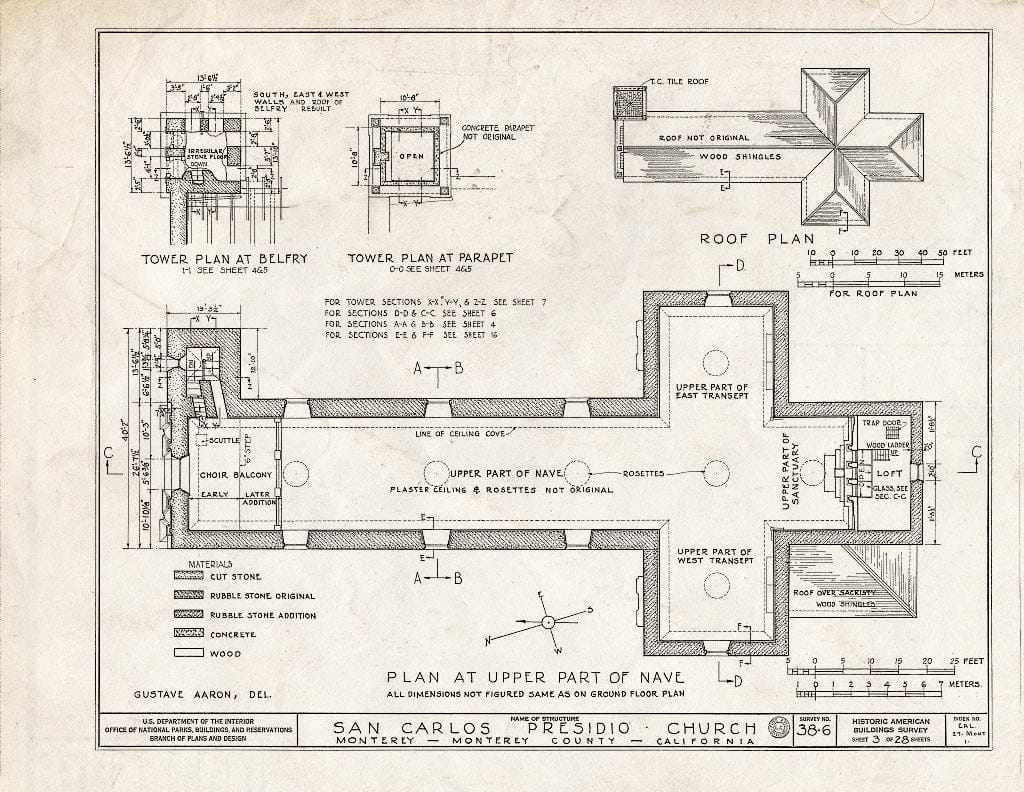 Blueprint HABS Cal,27-Mont,1- (Sheet 3 of 28) - San Carlos Presidio Church, 550 Church Street, Monterey, Monterey County, CA
