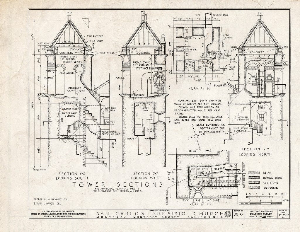 Blueprint HABS Cal,27-Mont,1- (Sheet 7 of 28) - San Carlos Presidio Church, 550 Church Street, Monterey, Monterey County, CA
