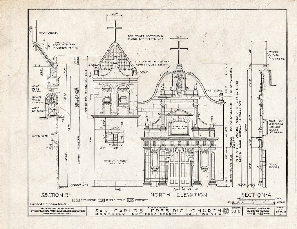 Blueprint HABS Cal,27-Mont,1- (Sheet 8 of 28) - San Carlos Presidio Church, 550 Church Street, Monterey, Monterey County, CA