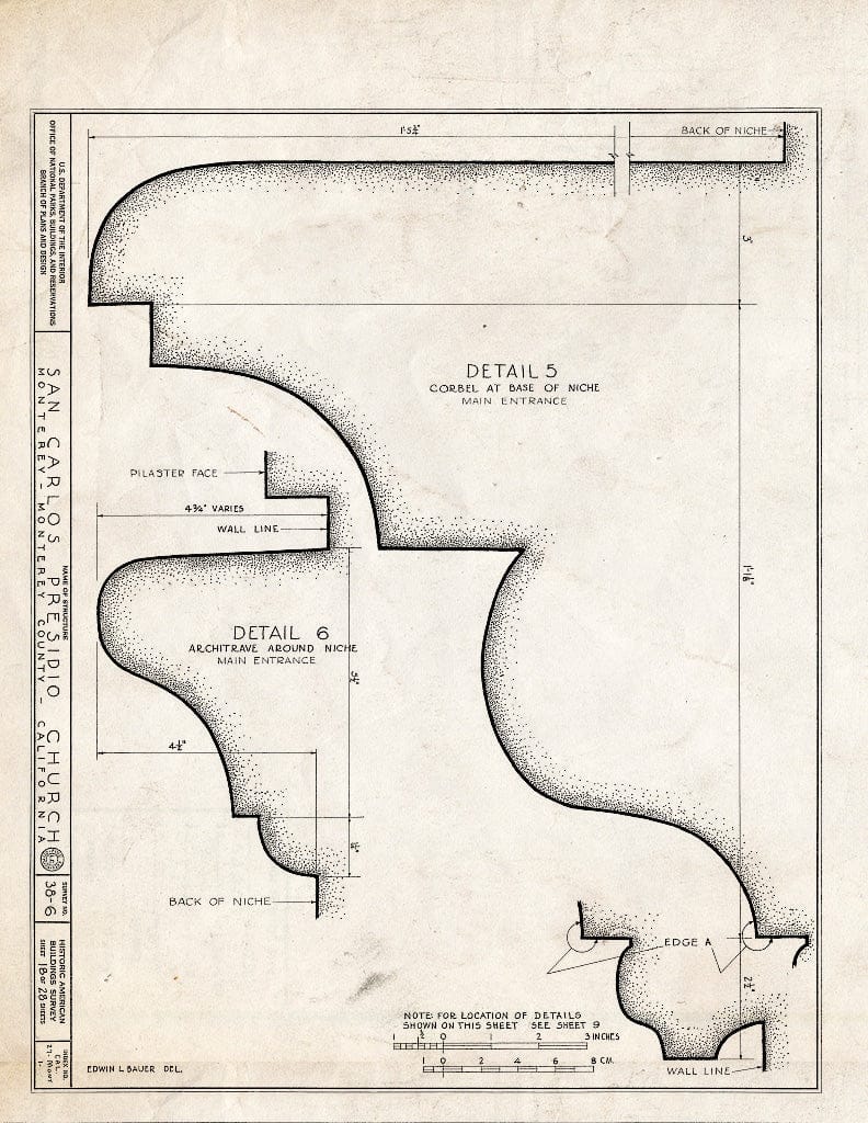 Blueprint HABS Cal,27-Mont,1- (Sheet 18 of 28) - San Carlos Presidio Church, 550 Church Street, Monterey, Monterey County, CA