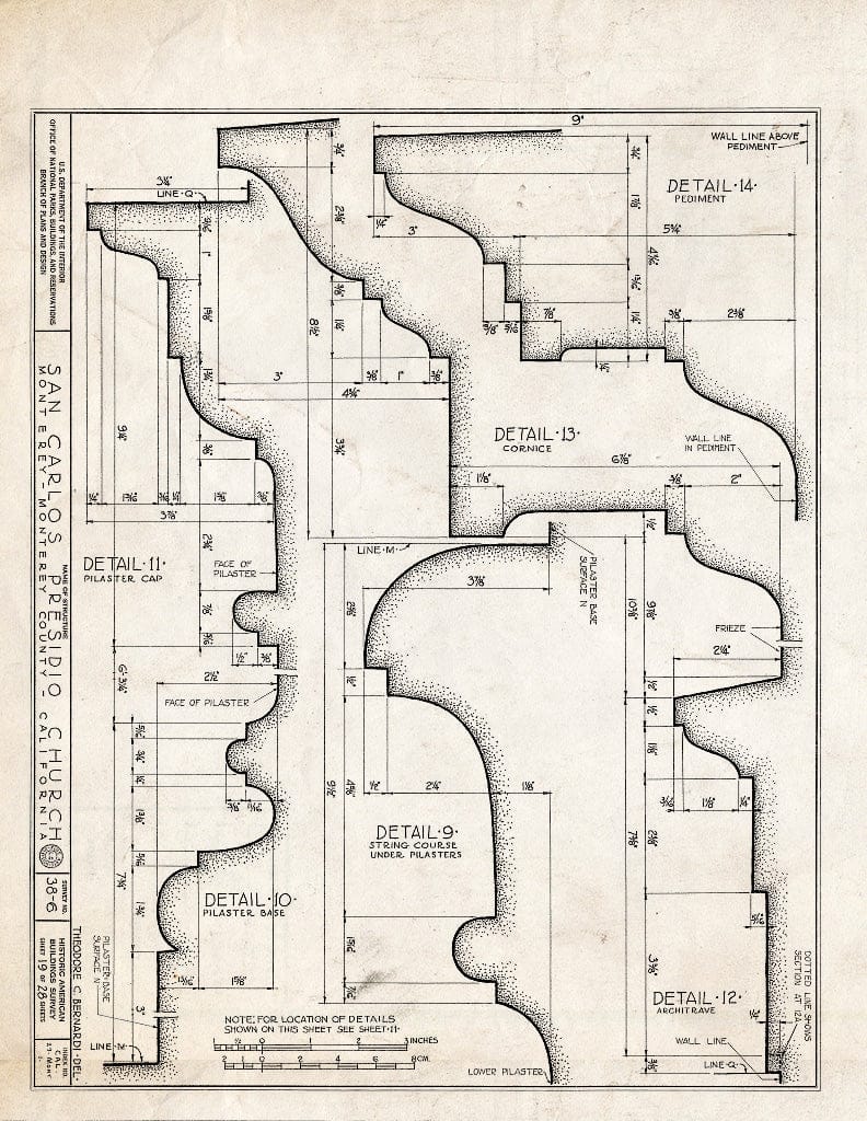 Blueprint HABS Cal,27-Mont,1- (Sheet 19 of 28) - San Carlos Presidio Church, 550 Church Street, Monterey, Monterey County, CA