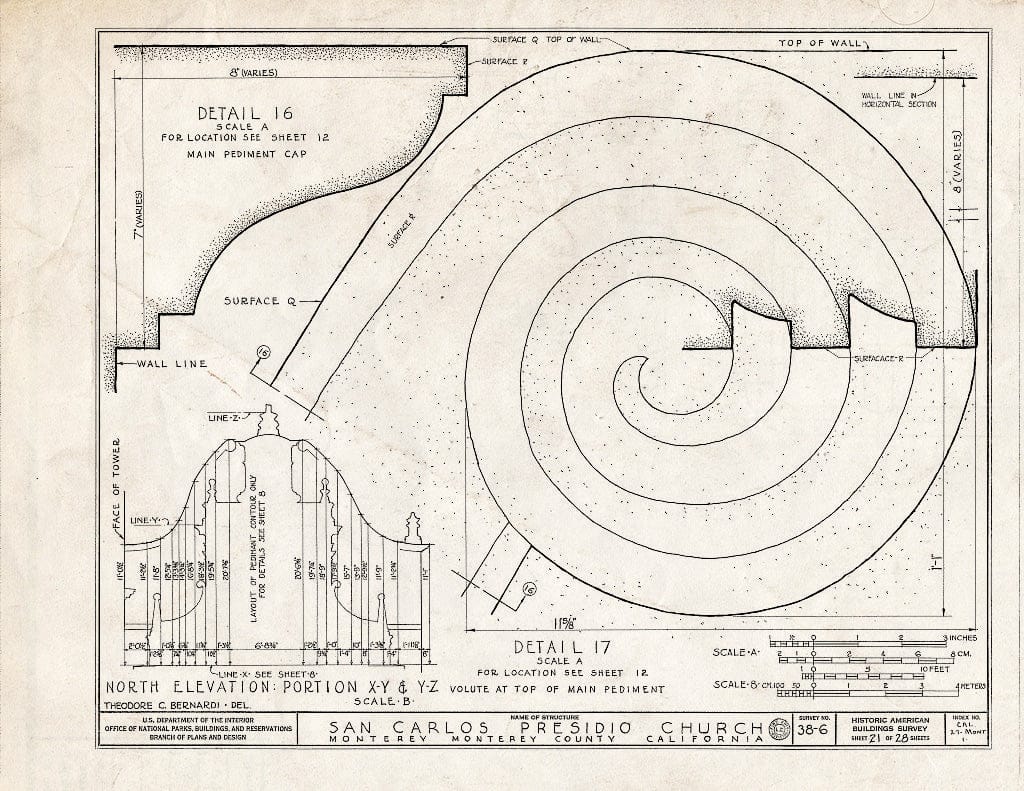 Blueprint HABS Cal,27-Mont,1- (Sheet 21 of 28) - San Carlos Presidio Church, 550 Church Street, Monterey, Monterey County, CA