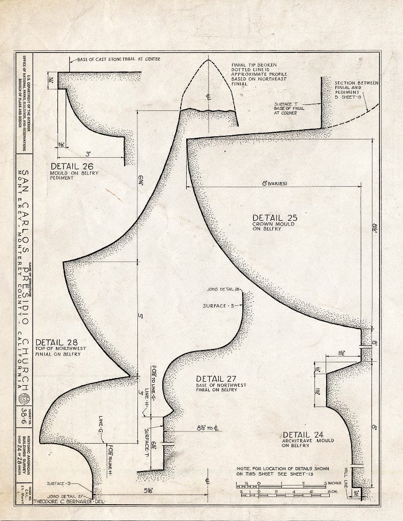 Blueprint HABS Cal,27-Mont,1- (Sheet 24 of 28) - San Carlos Presidio Church, 550 Church Street, Monterey, Monterey County, CA