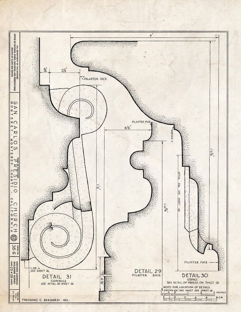 Blueprint HABS Cal,27-Mont,1- (Sheet 25 of 28) - San Carlos Presidio Church, 550 Church Street, Monterey, Monterey County, CA