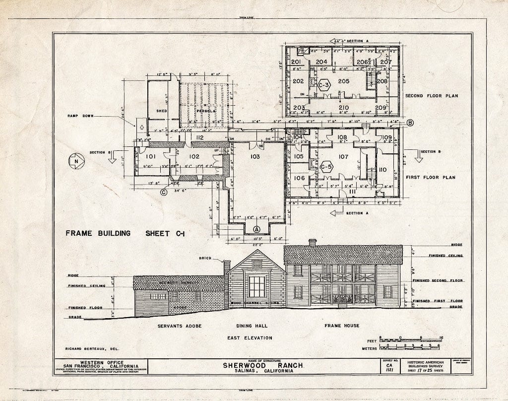 Blueprint HABS Cal,27-SALI.V,1- (Sheet 17 of 25) - Sherwood Ranch, Natividad Road, Salinas, Monterey County, CA