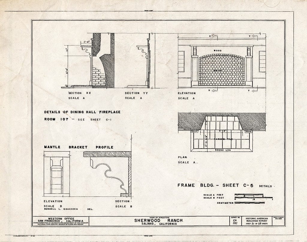 Blueprint HABS Cal,27-SALI.V,1- (Sheet 21 of 25) - Sherwood Ranch, Natividad Road, Salinas, Monterey County, CA