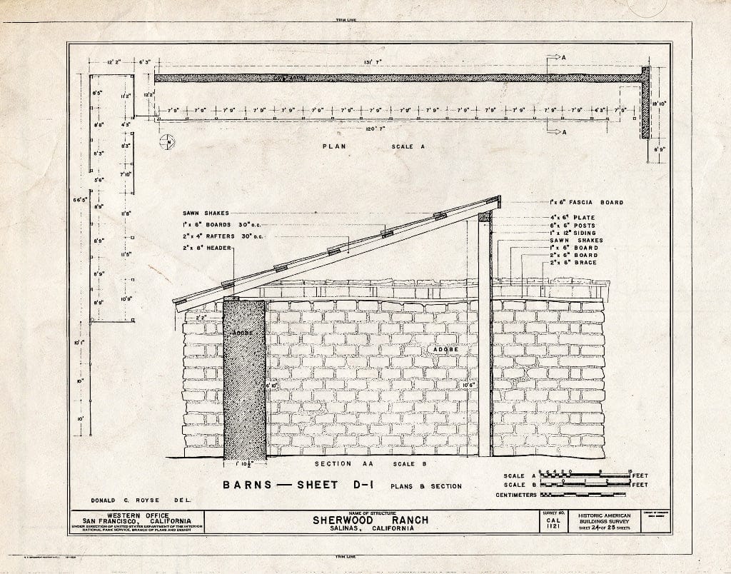 Blueprint HABS Cal,27-SALI.V,1- (Sheet 24 of 25) - Sherwood Ranch, Natividad Road, Salinas, Monterey County, CA