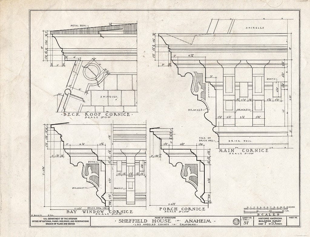 Blueprint HABS Cal,30-ANHI,1- (Sheet 7 of 10) - S.A. Sheffield House, Los Angeles & Sycamore Streets, Anaheim, Orange County, CA
