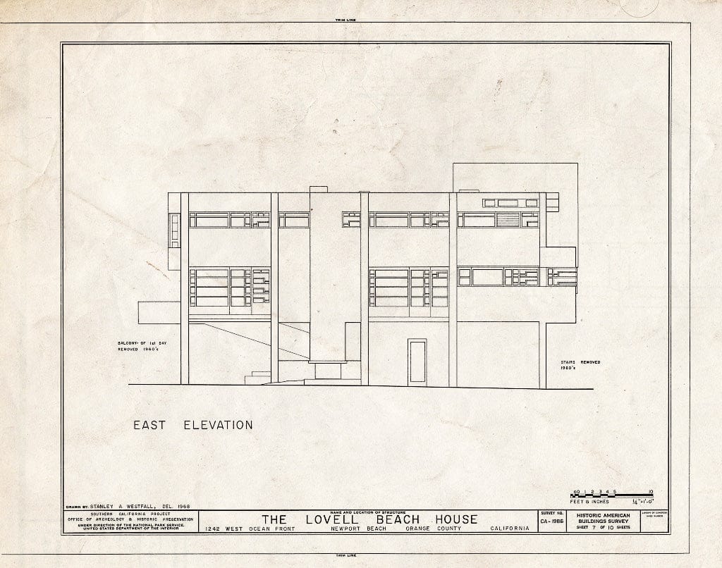 Blueprint HABS Cal,30-NEWBE,1- (Sheet 7 of 10) - Lovell Beach House, 1242 West Ocean Front, Newport Beach, Orange County, CA