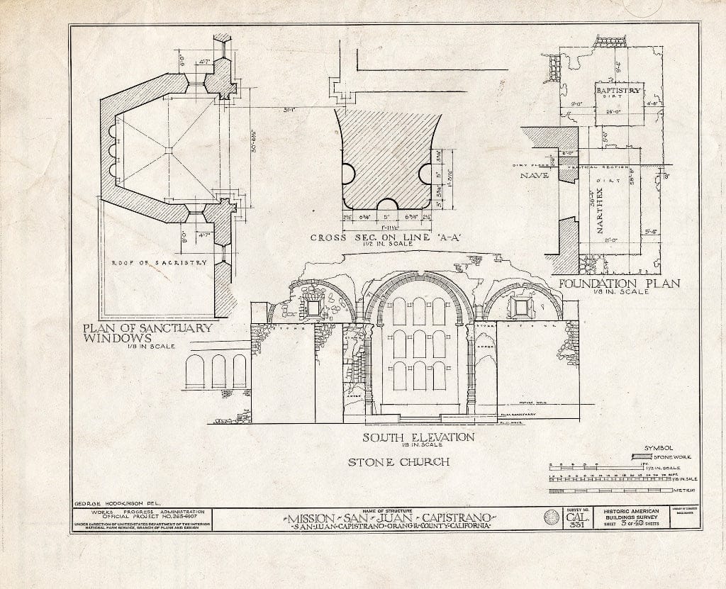 Blueprint HABS Cal,30-SAJUC,1- (Sheet 3 of 40) - Mission San Juan Capistrano, Olive Street, Between U.S. Highway 101 & Main Street, San Juan Capistrano, Orange County, CA